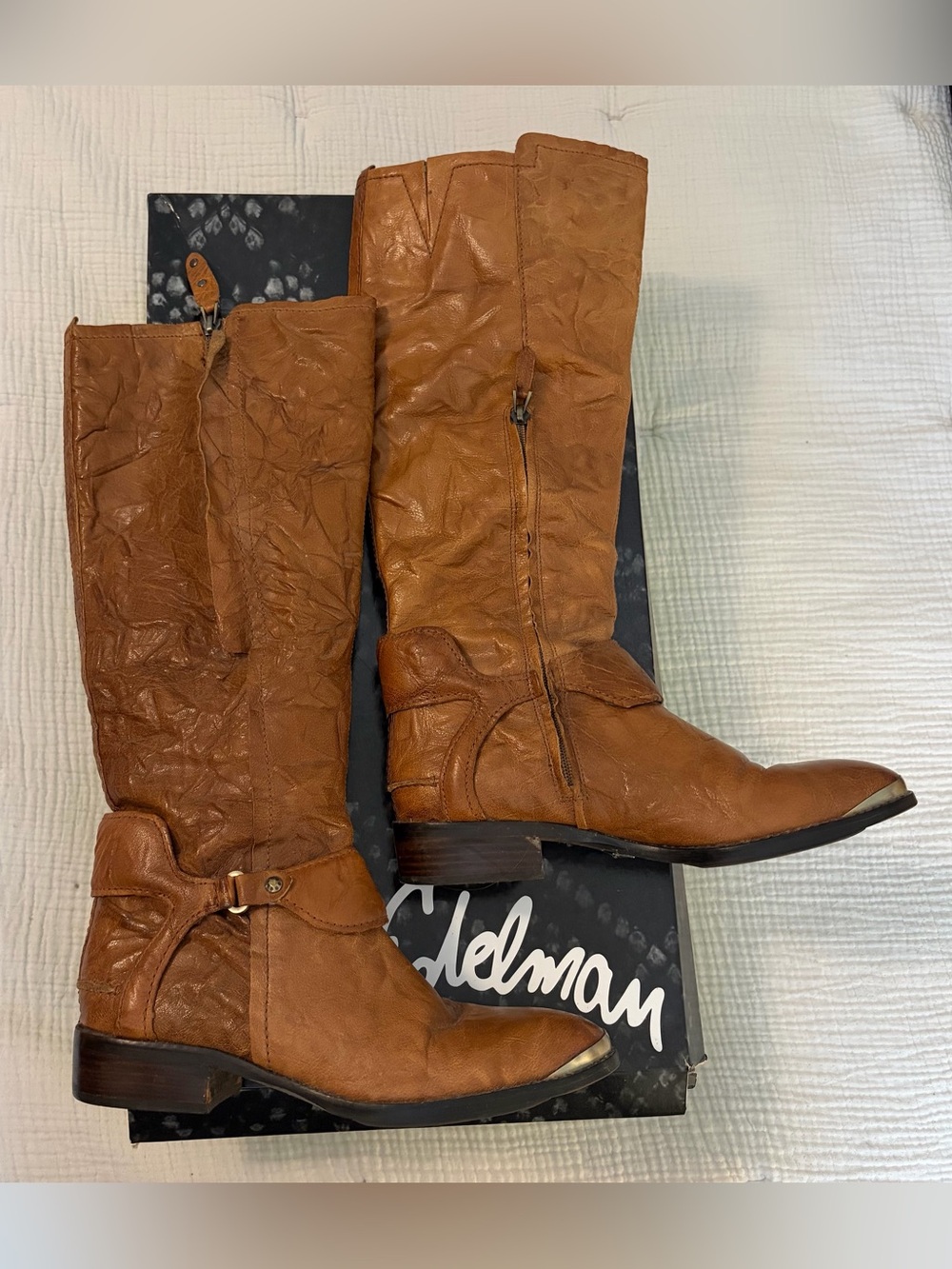 Sam Edelman Presley in Whiskey Leather Tall Riding Boots - SZ 8.5 In Box!